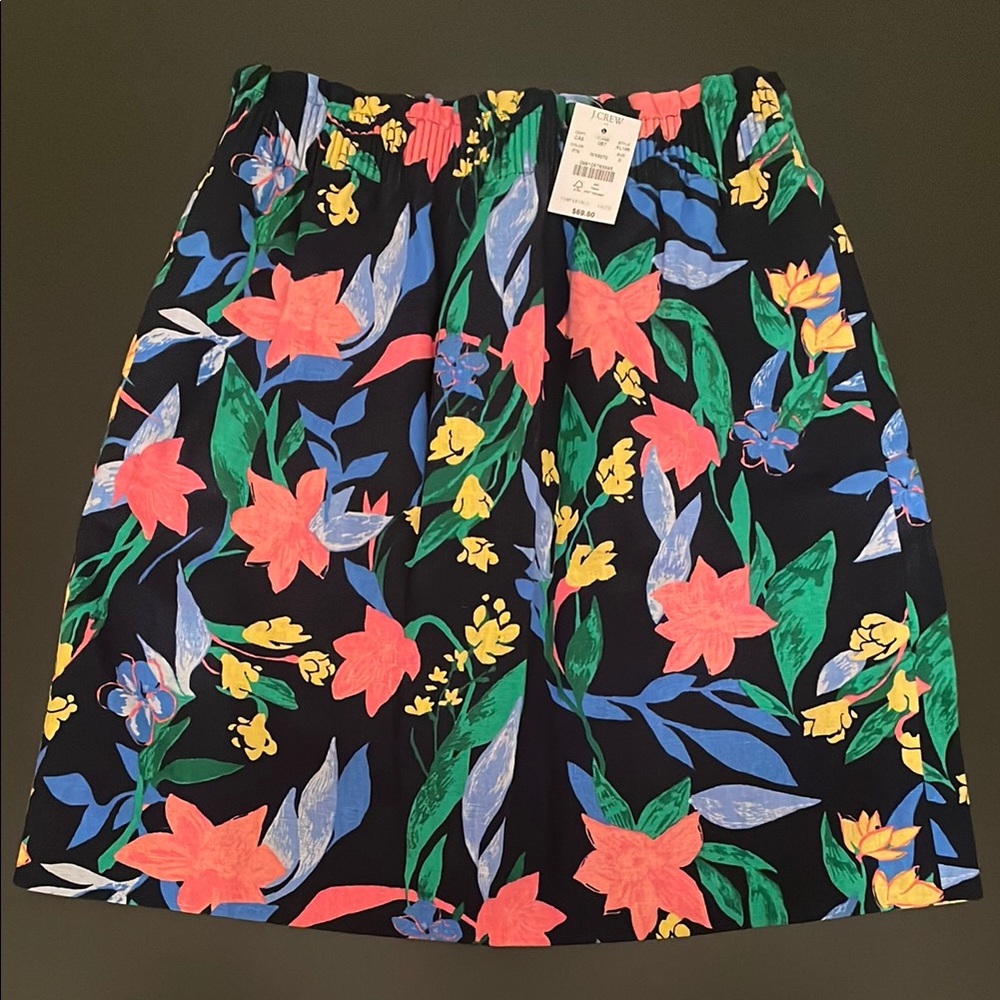 J. Crew Floral Print Skirt with Vibrant Colors